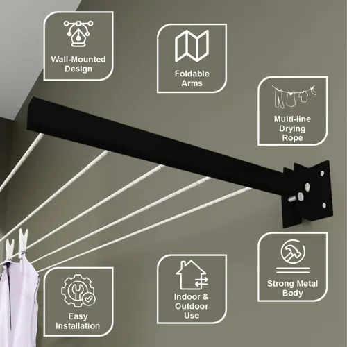 FOLDABLE WALL MOUNT CLOTH DRYING STAND