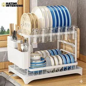 WHITE PREMIUM 2-TIER MULTI-FUNCTIONAL KITCHEN COUNTERTOP DISH DRYER RACK