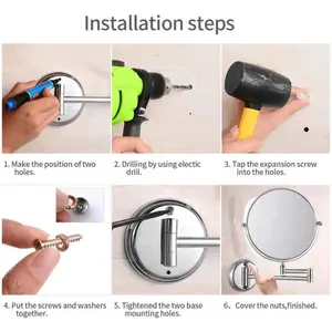BLACK DUAL-SIDED WALL-MOUNTED EXTENDABLE MIRROR