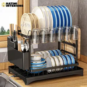 BLACK PREMIUM 2-TIER MULTI-FUNCTIONAL KITCHEN COUNTERTOP DISH DRYER RACK