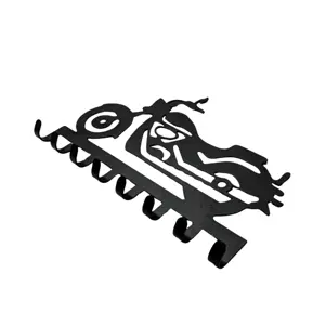 BLACK METAL MOTORCYCLE KEY HOLDER – 8 HOOKS