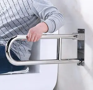 PREMIUM STAINLESS STEEL FOLDING BATHROOM SAFETY GRAB BAR – WALL MOUNTED TOILET & SHOWER SUPPORT RAIL