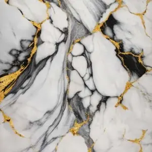 WHITE BLACK GOLD CLOUD MARBLE UV FOMIC STICKER ROLLS - WB-2002