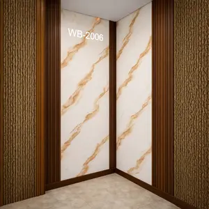 CREAM BROWN DIAGONAL VEINS MARBLE UV FOMIC STICKER ROLLS - WB-2006