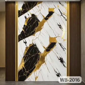 BLACK GOLD DIAGONAL SPLIT MARBLE UV FOMIC STICKER ROLLS - WB-2016