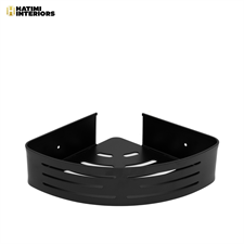 TWO LAYER BLACK ALUMINUM CORNER BATHROOM SHELF