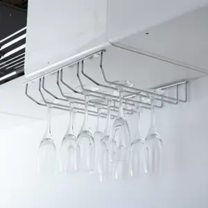 4 PIECE SILVER STAINLESS STEEL WINE GLASS HOLDER