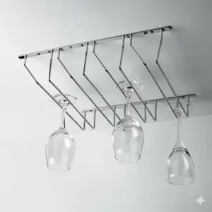 4 PIECE SILVER STAINLESS STEEL WINE GLASS HOLDER