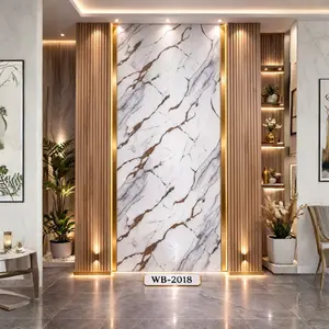 WHITE BROWN FLOW VEINS MARBLE UV FOMIC STICKER ROLLS - WB-2018