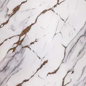 WHITE BROWN FLOW VEINS MARBLE UV FOMIC STICKER ROLLS - WB-2018
