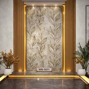 GREY GOLD LEAF PATTERN UV FOMIC STICKER ROLLS - WB-5071