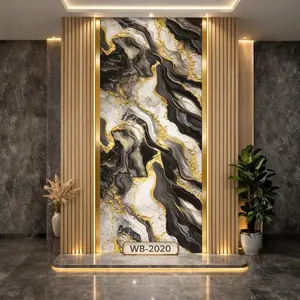 BLACK GOLD CLOUD WAVE MARBLE UV FOMIC STICKER ROLLS - WB-2020