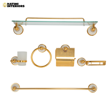 VERSACE MARBLE GOLDEN ALUMINUM BATHROOM ACCESSORIES SET