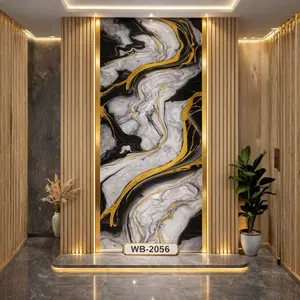 BLACK GOLD BOLD WAVE MARBLE UV FOMIC STICKER ROLLS - WB-2056