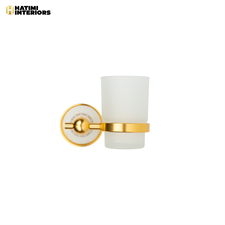 VERSACE MARBLE GOLDEN ALUMINUM BATHROOM ACCESSORIES SET