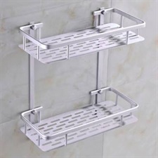 TWO LAYER ALUMINIUM STRAIGHT BATHROOM SHELF