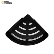 TWO LAYER BLACK ALUMINUM CORNER BATHROOM SHELF
