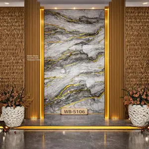 GREY GOLD WAVE MARBLE UV FOMIC STICKER ROLLS - WB-5106