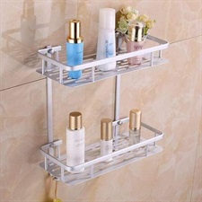 TWO LAYER ALUMINIUM STRAIGHT BATHROOM SHELF