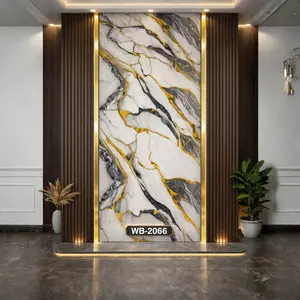 GREY GOLD BOLD VEINS MARBLE UV FOMIC STICKER ROLLS - WB-2066