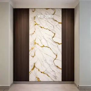 WHITE GOLD WIDE CRACKS MARBLE UV FOMIC STICKER ROLLS - WB-2069