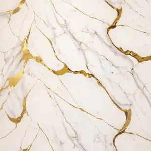 WHITE GOLD WIDE CRACKS MARBLE UV FOMIC STICKER ROLLS - WB-2069