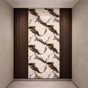 BROWN GOLD WAVE STRIPES MARBLE UV FOMIC STICKER ROLLS - WB-2058