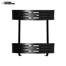 TWO LAYER BLACK ALUMINUM CORNER BATHROOM SHELF