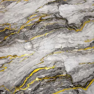 GREY GOLD WAVE MARBLE UV FOMIC STICKER ROLLS - WB-5106
