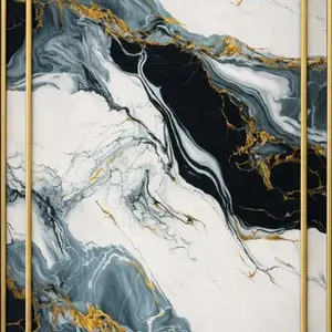 BLACK BLUE GOLD WAVE MARBLE UV FOMIC STICKER ROLLS - WB-2062
