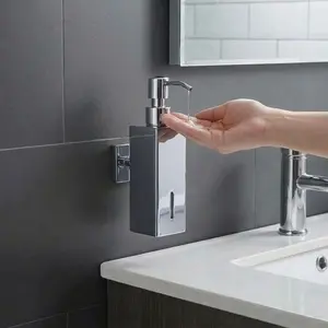 METALLIC SILVER WALL MOUNTED PUMP SOAP DISPENSER