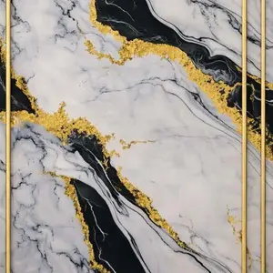 WHITE BLACK GOLD BOLD MARBLE UV FOMIC STICKER ROLLS - WB-2055