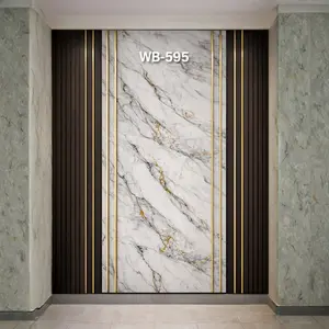 WHITE GREY GOLD VEINS MARBLE UV FOMIC STICKER ROLLS - WB-595
