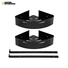 TWO LAYER BLACK ALUMINUM CORNER BATHROOM SHELF