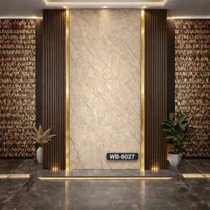 CREAM ORANGE VEINS MARBLE UV FOMIC STICKER ROLLS - WB-6027