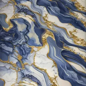 BLUE GOLD FLOW MARBLE UV FOMIC STICKER ROLLS - WB-2063