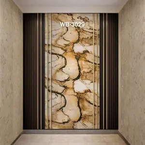 CREAM BROWN CRACKED STONE MARBLE UV FOMIC STICKER ROLLS - WB-3029