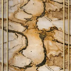 CREAM BROWN CRACKED STONE MARBLE UV FOMIC STICKER ROLLS - WB-3029