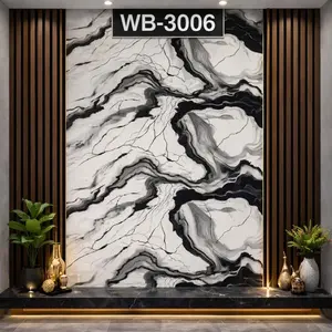 BLACK WHITE BOLD SWIRL MARBLE UV FOMIC STICKER ROLLS - WB-3006