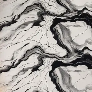 BLACK WHITE BOLD SWIRL MARBLE UV FOMIC STICKER ROLLS - WB-3006