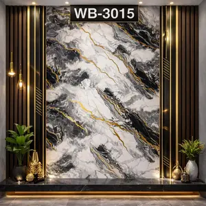 BLACK GREY GOLD CLOUD MARBLE UV FOMIC STICKER ROLLS - WB-3015