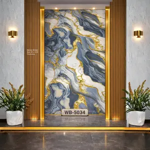 BLUE GOLD LAYERS MARBLE UV FOMIC STICKER ROLLS - WB-5034