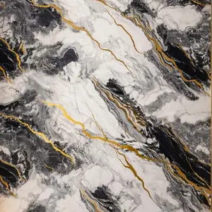 BLACK GREY GOLD CLOUD MARBLE UV FOMIC STICKER ROLLS - WB-3015