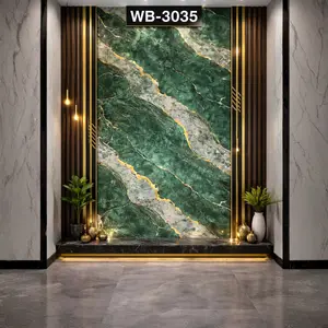 GREEN GOLD WAVE MARBLE UV FOMIC STICKER ROLLS - WB-3035