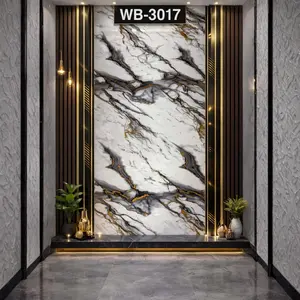 GREY GOLD VEINS MARBLE UV FOMIC STICKER ROLLS - WB-3017