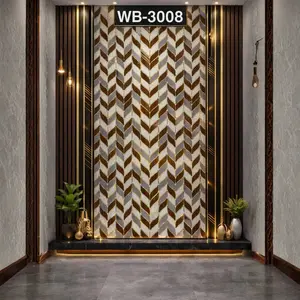 BROWN WHITE CHEVRON TILE UV FOMIC STICKER ROLLS - WB-3008