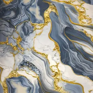 BLUE GOLD LAYERS MARBLE UV FOMIC STICKER ROLLS - WB-5034