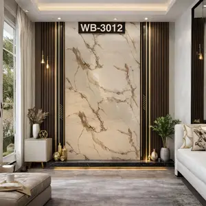 CREAM BROWN THIN VEINS MARBLE UV FOMIC STICKER ROLLS - WB-3012