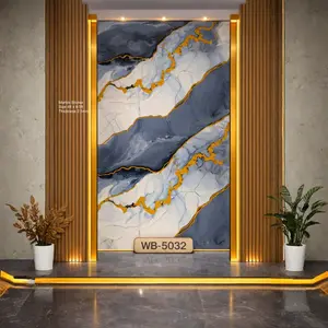 BLUE GOLD RIVER MARBLE UV FOMIC STICKER ROLLS - WB-5032