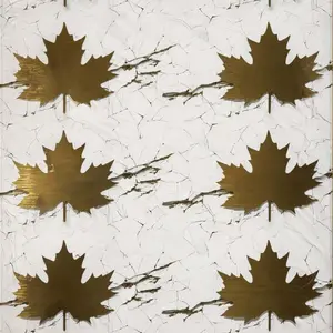 WHITE GOLD LEAF PATTERN UV FOMIC STICKER ROLLS - WB-3025
